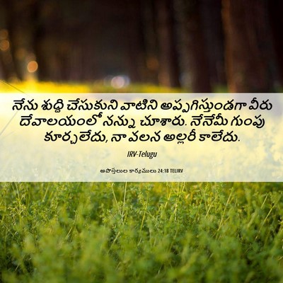 Picture 06 - అపొస్తలుల కార్యములు 24:18 TELIRV - నేను శుద్ధి - Bible Verse Picture