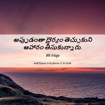 Picture 06 - అపొస్తలుల కార్యములు 27:36 TELIRV - అప్పుడంతా ధైర్యం - Bible Verse Picture