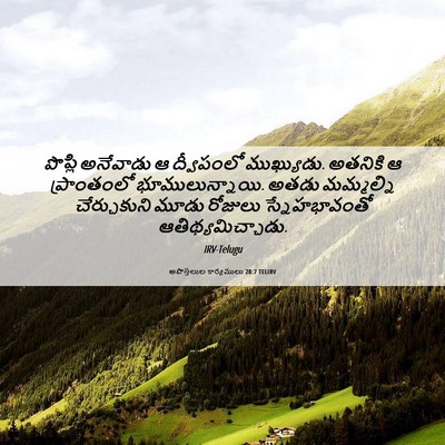 Picture 06 - అపొస్తలుల కార్యములు 28:7 TELIRV - పొప్లి అనేవాడు ఆ - Bible Verse Picture