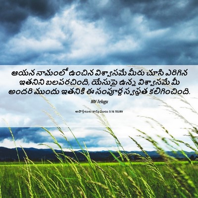 Picture 06 - అపొస్తలుల కార్యములు 3:16 TELIRV - ఆయన నామంలో ఉంచిన - Bible Verse Picture