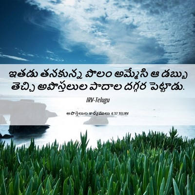 Picture 06 - అపొస్తలుల కార్యములు 4:37 TELIRV - ఇతడు తనకున్న పొలం - Bible Verse Picture