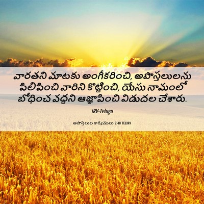 Picture 06 - అపొస్తలుల కార్యములు 5:40 TELIRV - వారతని మాటకు - Bible Verse Picture
