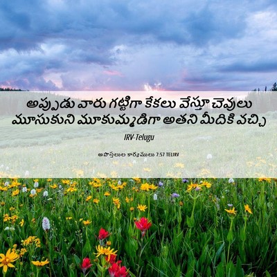 Picture 06 - అపొస్తలుల కార్యములు 7:57 TELIRV - అప్పుడు వారు - Bible Verse Picture
