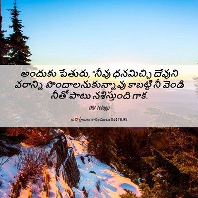 Picture 06 - అపొస్తలుల కార్యములు 8:20 TELIRV - అందుకు పేతురు, - Bible Verse Picture