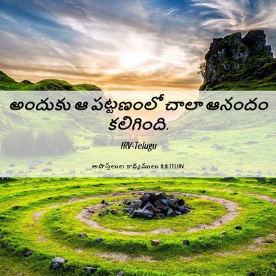 Picture 06 - అపొస్తలుల కార్యములు 8:8 TELIRV - అందుకు ఆ పట్టణంలో - Bible Verse Picture