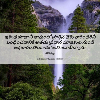 Picture 06 - అపొస్తలుల కార్యములు 9:14 TELIRV - ఇక్కడ కూడా నీ - Bible Verse Picture