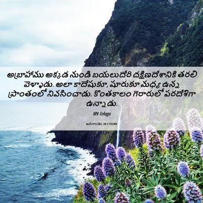 Picture 06 - ఆదికాండం 20:1 TELIRV - అబ్రాహాము అక్కడ - Bible Verse Picture