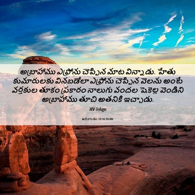 Picture 06 - ఆదికాండం 23:16 TELIRV - అబ్రాహాము ఎఫ్రోను - Bible Verse Picture