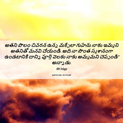 Picture 06 - ఆదికాండం 23:9 TELIRV - అతని పొలం చివరన - Bible Verse Picture
