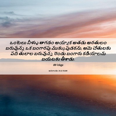 Picture 06 - ఆదికాండం 24:22 TELIRV - ఒంటెలు నీళ్ళు - Bible Verse Picture