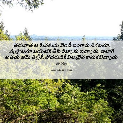 Picture 06 - ఆదికాండం 24:53 TELIRV - తరువాత ఆ సేవకుడు - Bible Verse Picture