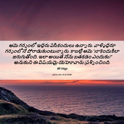 Picture 06 - ఆదికాండం 25:22 TELIRV - ఆమె గర్భంలో - Bible Verse Picture