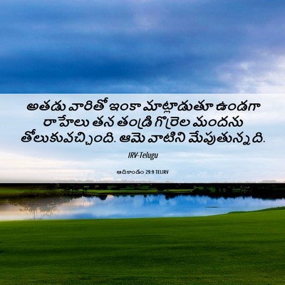 Picture 06 - ఆదికాండం 29:9 TELIRV - అతడు వారితో ఇంకా - Bible Verse Picture