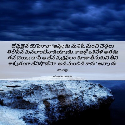 Picture 06 - ఆదికాండం 3:22 TELIRV - దేవుడైన యెహోవా - Bible Verse Picture