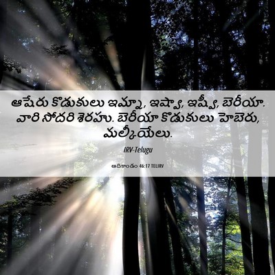 Picture 06 - ఆదికాండం 46:17 TELIRV - ఆషేరు కొడుకులు - Bible Verse Picture