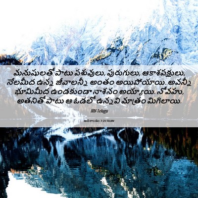 Picture 06 - ఆదికాండం 7:23 TELIRV - మనుషులతో పాటు - Bible Verse Picture