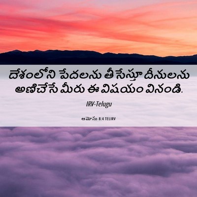 Picture 06 - ఆమోసు 8:4 TELIRV - దేశంలోని పేదలను - Bible Verse Picture