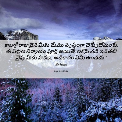 Picture 06 - ఎజ్రా 4:16 TELIRV - కాబట్టి రాజువైన - Bible Verse Picture