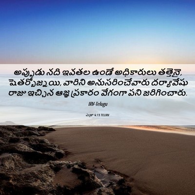 Picture 06 - ఎజ్రా 6:13 TELIRV - అప్పుడు నది ఇవతల - Bible Verse Picture