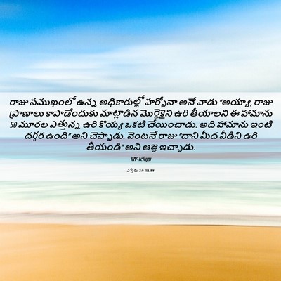 Picture 06 - ఎస్తేరు 7:9 TELIRV - రాజు సముఖంలో ఉన్న - Bible Verse Picture