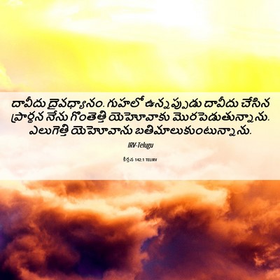 Picture 06 - కీర్తన 142:1 TELIRV - దావీదు దైవధ్యానం. - Bible Verse Picture