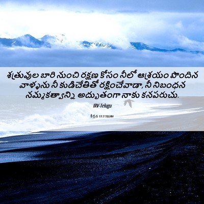 Picture 06 - కీర్తన 17:7 TELIRV - శత్రువుల బారి - Bible Verse Picture