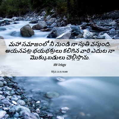 Picture 06 - కీర్తన 22:25 TELIRV - మహా సమాజంలో నీ - Bible Verse Picture