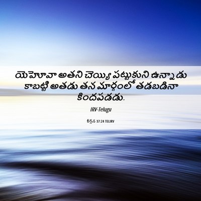 Picture 06 - కీర్తన 37:24 TELIRV - యెహోవా అతని - Bible Verse Picture