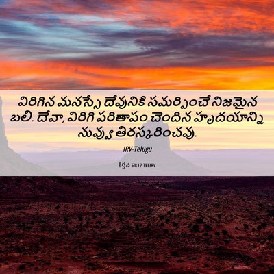 Picture 06 - కీర్తన 51:17 TELIRV - విరిగిన మనస్సే - Bible Verse Picture
