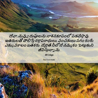 Picture 06 - కీర్తన 55:23 TELIRV - దేవా, నువ్వు - Bible Verse Picture