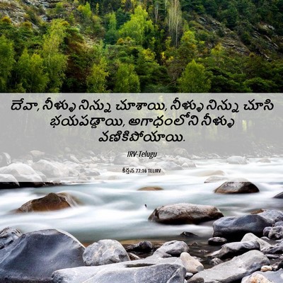 Picture 06 - కీర్తన 77:16 TELIRV - దేవా, నీళ్ళు - Bible Verse Picture