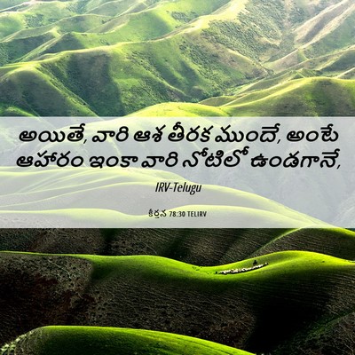 Picture 06 - కీర్తన 78:30 TELIRV - అయితే, వారి ఆశ తీరక - Bible Verse Picture