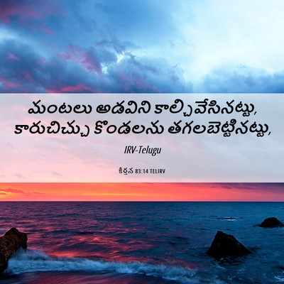Picture 06 - కీర్తన 83:14 TELIRV - మంటలు అడవిని - Bible Verse Picture