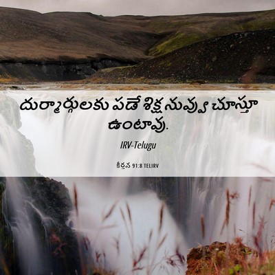 Picture 06 - కీర్తన 91:8 TELIRV - దుర్మార్గులకు పడే - Bible Verse Picture