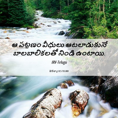 Picture 06 - జెకర్యా 8:5 TELIRV - ఆ పట్టణం వీధులు - Bible Verse Picture