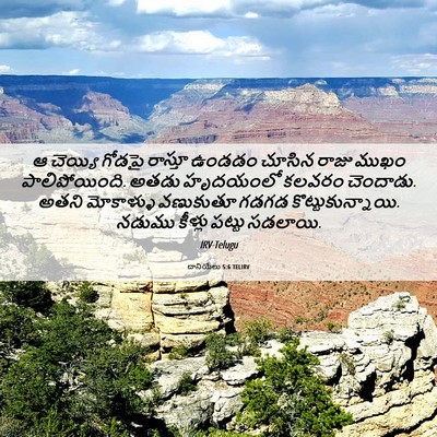 Picture 06 - దానియేలు 5:6 TELIRV - ఆ చెయ్యి గోడపై - Bible Verse Picture