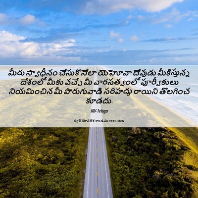 Picture 06 - ద్వితీయోపదేశ కాండము 19:14 TELIRV - మీరు స్వాధీనం - Bible Verse Picture