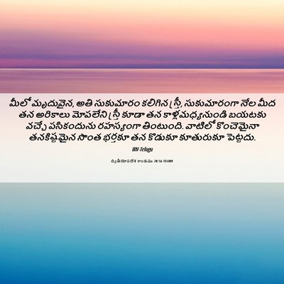 Picture 06 - ద్వితీయోపదేశ కాండము 28:56 TELIRV - మీలో మృదువైన, అతి - Bible Verse Picture