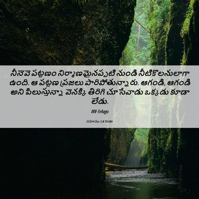 Picture 06 - నహూము 2:8 TELIRV - నీనెవె పట్టణం - Bible Verse Picture