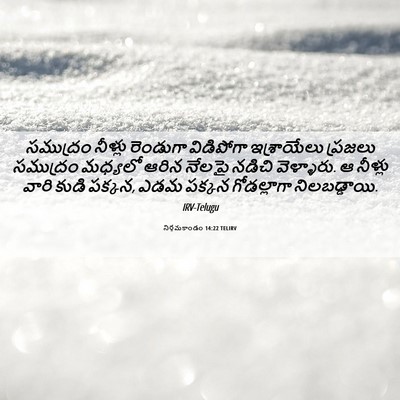 Picture 06 - నిర్గమకాండం 14:22 TELIRV - సముద్రం నీళ్లు - Bible Verse Picture
