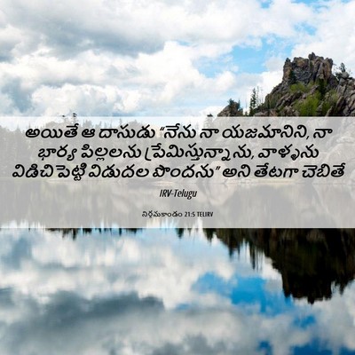 Picture 06 - నిర్గమకాండం 21:5 TELIRV - అయితే ఆ దాసుడు - Bible Verse Picture