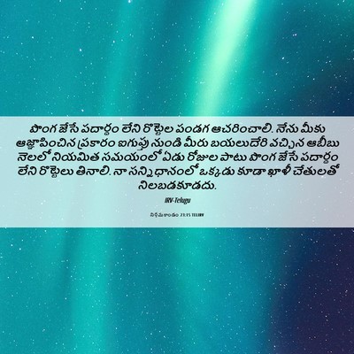 Picture 06 - నిర్గమకాండం 23:15 TELIRV - పొంగ జేసే పదార్థం - Bible Verse Picture