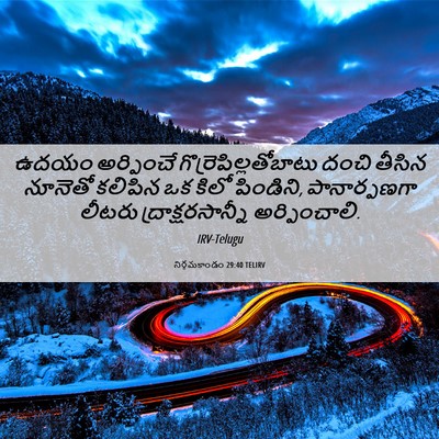 Picture 06 - నిర్గమకాండం 29:40 TELIRV - ఉదయం అర్పించే - Bible Verse Picture
