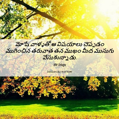 Picture 06 - నిర్గమకాండం 34:33 TELIRV - మోషే వాళ్ళతో ఆ - Bible Verse Picture