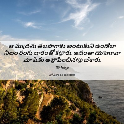 Picture 06 - నిర్గమకాండం 39:31 TELIRV - ఆ ముద్రను - Bible Verse Picture