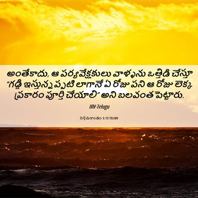 Picture 06 - నిర్గమకాండం 5:13 TELIRV - అంతేకాదు, ఆ - Bible Verse Picture