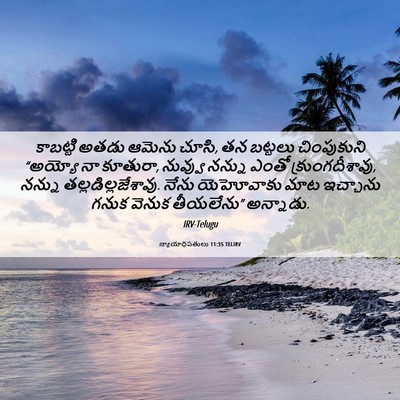 Picture 06 - న్యాయాధిపతులు 11:35 TELIRV - కాబట్టి అతడు - Bible Verse Picture