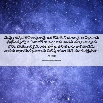 Picture 06 - న్యాయాధిపతులు 13:5 TELIRV - నువ్వు గర్భవతివి - Bible Verse Picture