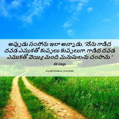 Picture 06 - న్యాయాధిపతులు 15:16 TELIRV - అప్పుడు సంసోను - Bible Verse Picture