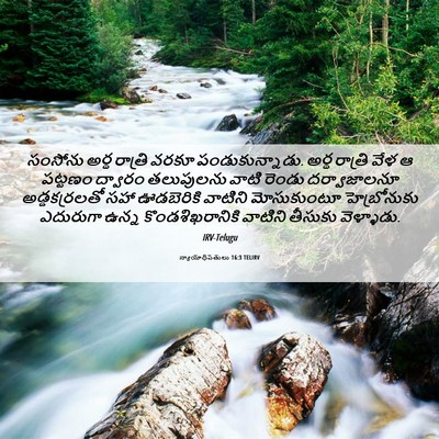Picture 06 - న్యాయాధిపతులు 16:3 TELIRV - సంసోను అర్థ - Bible Verse Picture